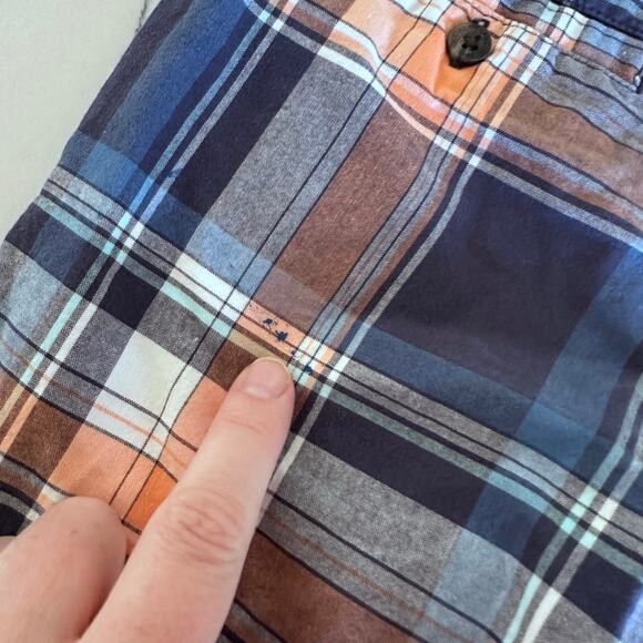 Janie and Jack Plaid Chino Shorts - Orange & Blue - Size 6 - Picture 5 of 6